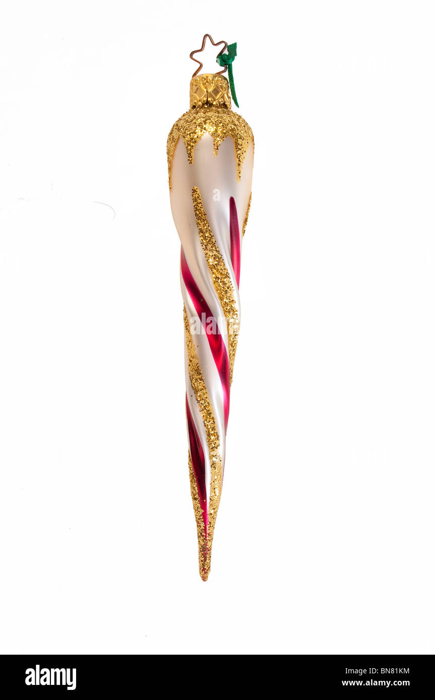 Eiszapfen Christmas Tree Ornament isoliert auf weißem Hintergrund Stockfoto