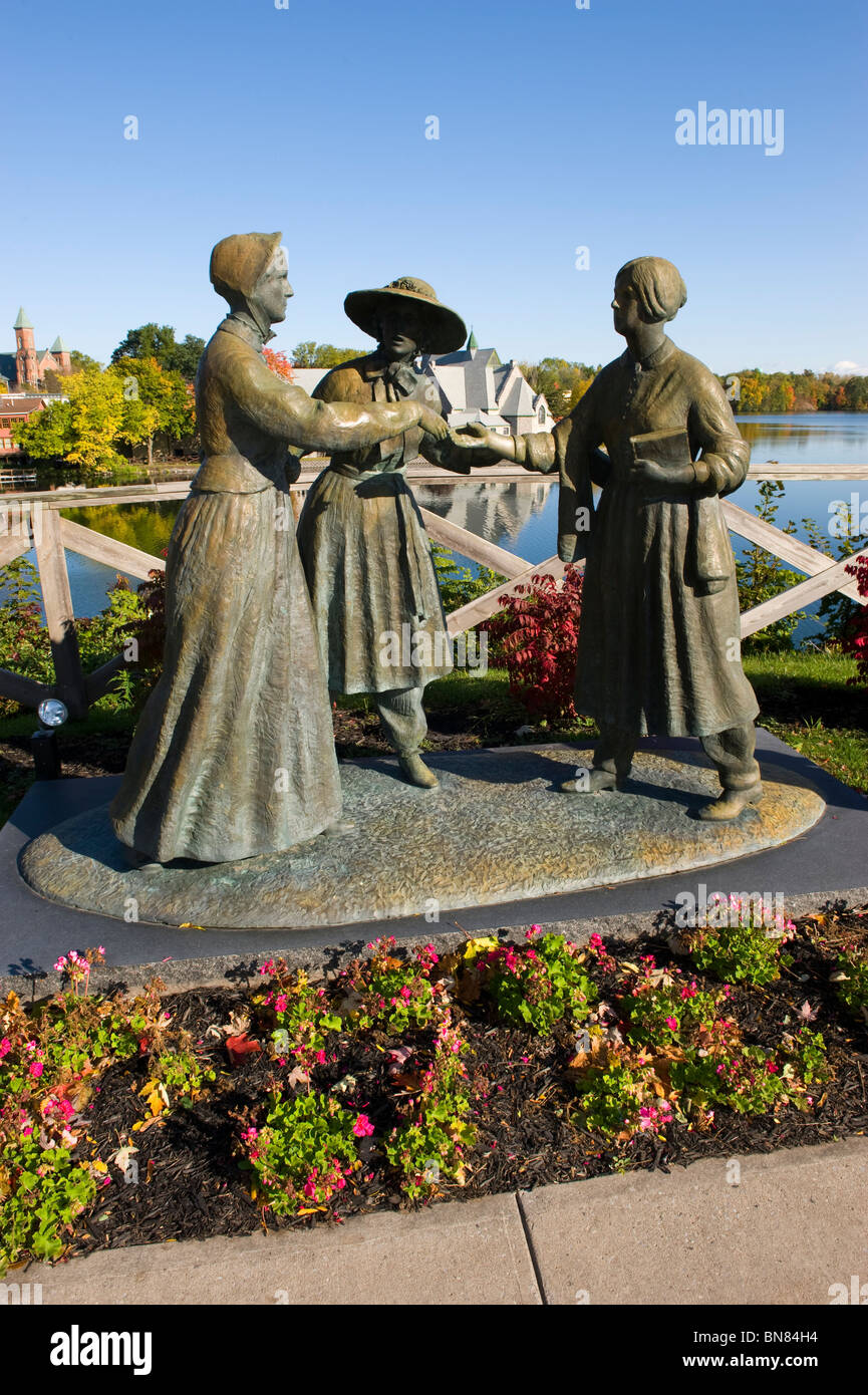Statue von Susan B Anthony Amelia Bloomer und Elizabeth Cady Stanton Seneca Falls New York Stockfoto