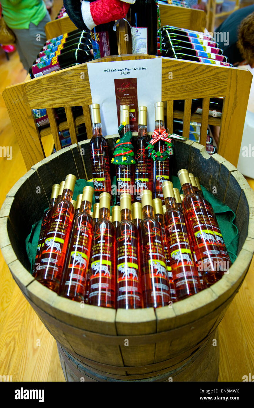 Wein-Display in Finger Lakes Region Weingut New York Stockfoto