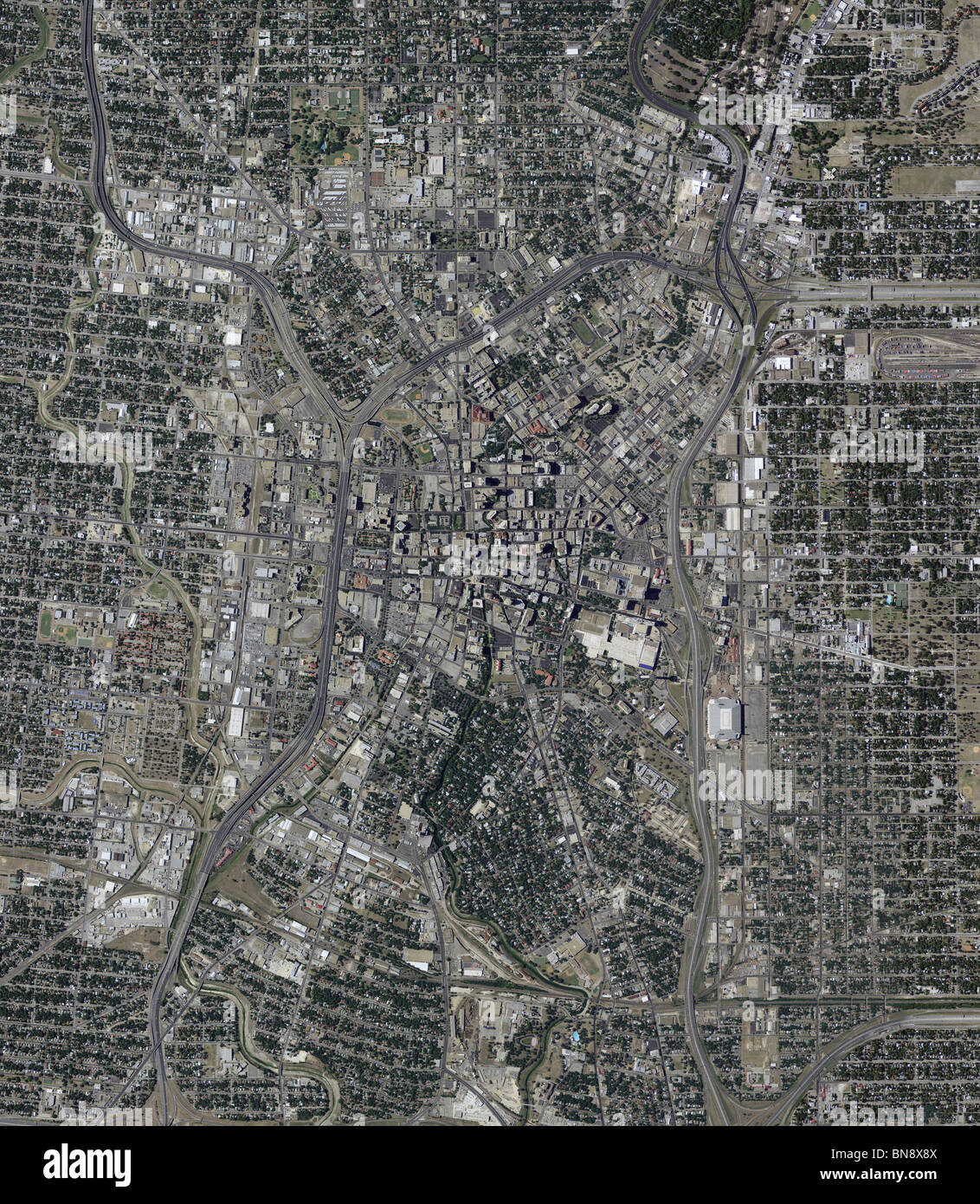 Luftbildkarte Blick über San Antonio, Texas Stockfoto