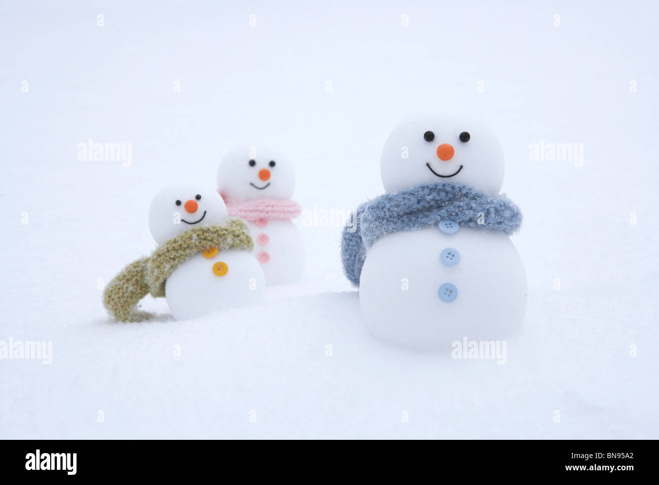 Familie der Schneemänner Stockfoto
