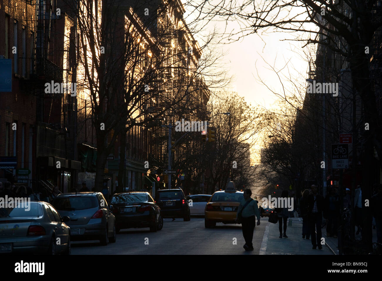 Greenwich Village bei Sonnenuntergang, Manhattan, New York City Stockfoto