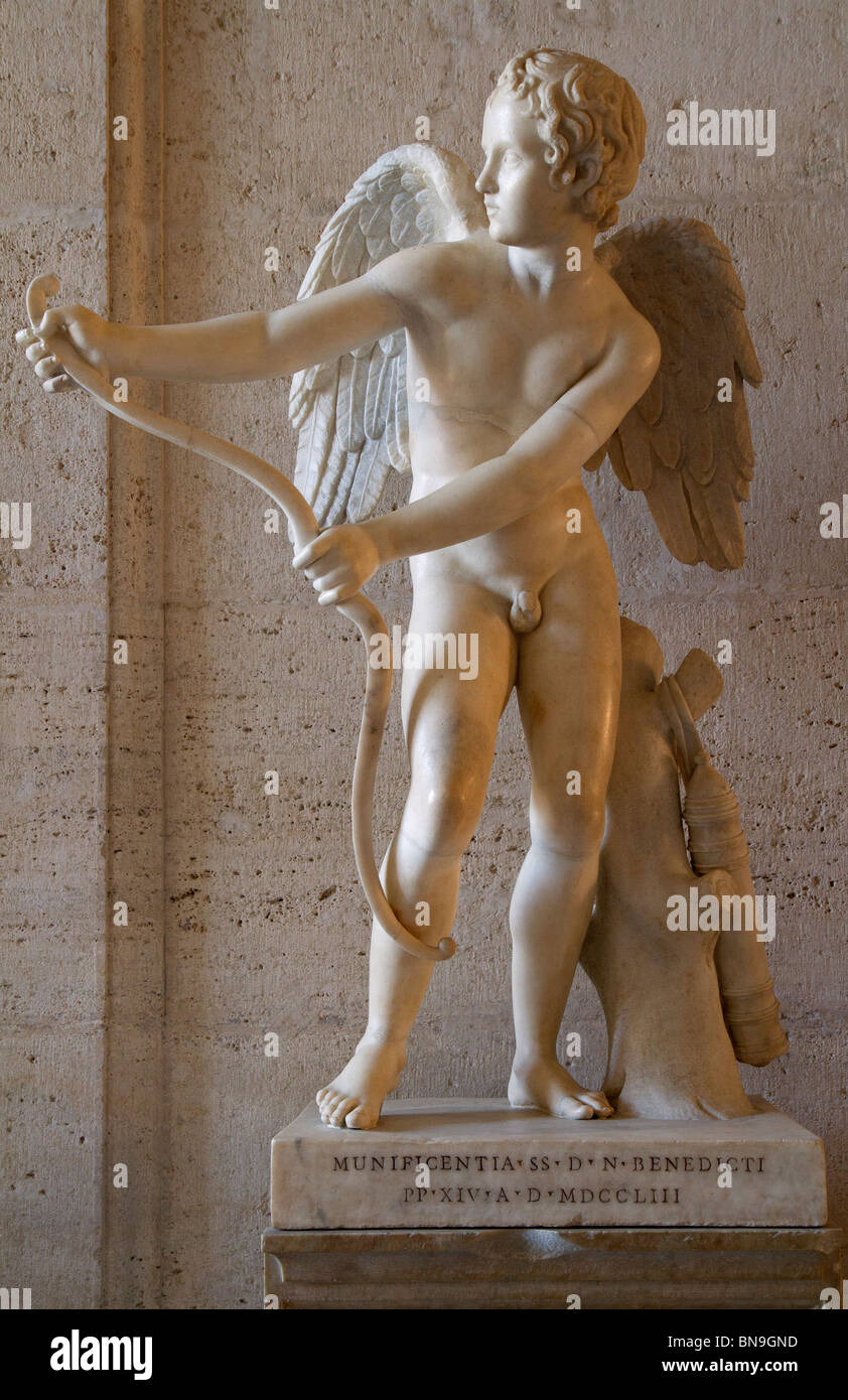 Eros von Lysippos im Palazzo dei Conservatori der Kapitolinischen Museen. Siehe Beschreibung für mehr Informationen. Stockfoto