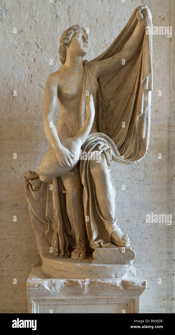 Statue von Leda und der Schwan in den Kapitolinischen Museen. Römische Kopie eines griechischen Originals nach einem von Timotheos von ca. 340 BC. Stockfoto