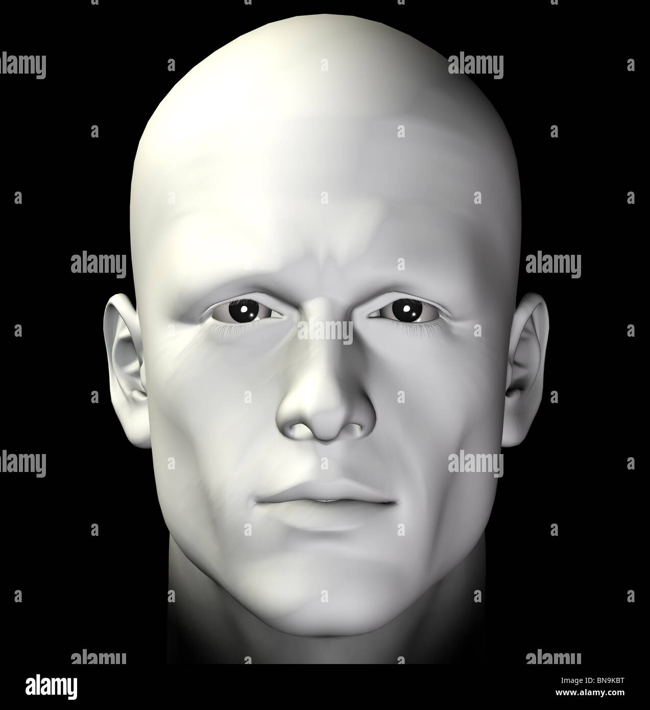 Männliche Figur Porträt auf schwarzem Hintergrund. Digital erstellt 3d Illustration. Stockfoto