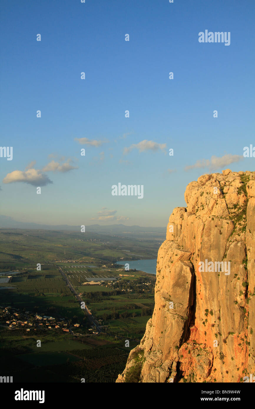 Israel, unteren Galiläa Arbel Klippe Migdal und den See Genezareth Stockfoto