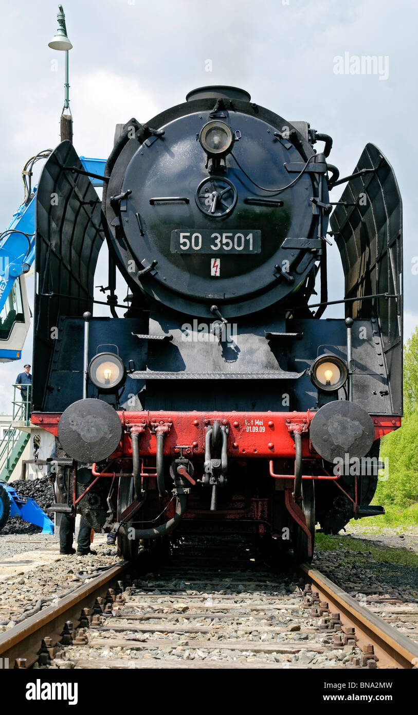 Dampflokomotiven im "Deutschen Dampf Lok Museum", Neuenmarkt, Bavaria, Germany. Stockfoto