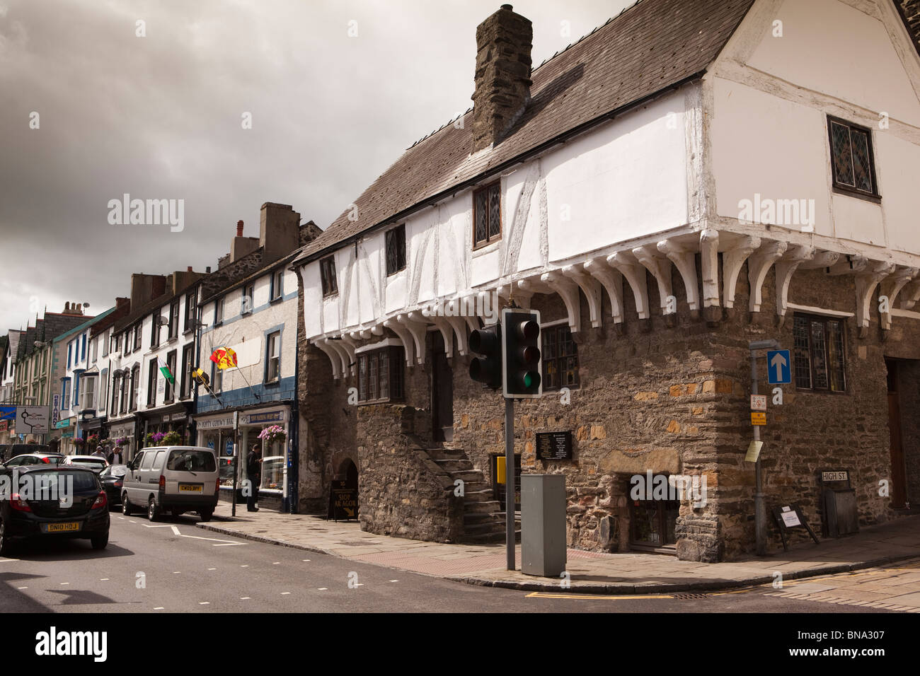 Wales, Gwynedd, Conway, Castle Street, Aberconwy House, 14. Jahrhundert Kaufmannshaus (NT) Stockfoto