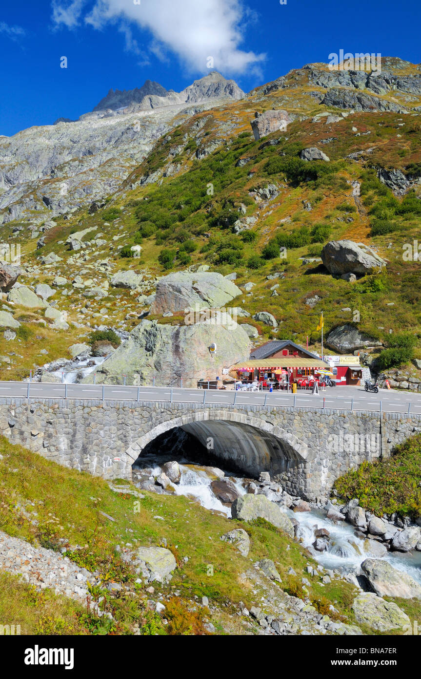 Ein Restaurant in der Nähe der Susten-Passhöhe im Kanton Uri, Schweiz Stockfoto