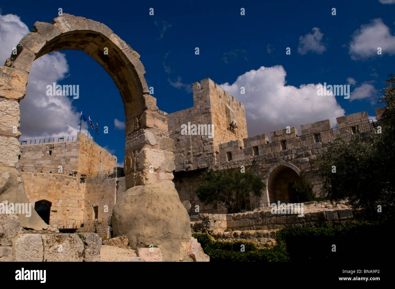 Innenhof der befestigten Turm Davids, auch bekannt als die Jerusalem-Zitadelle auf der alten Stadt von Ost-Jerusalem Israel Stockfoto