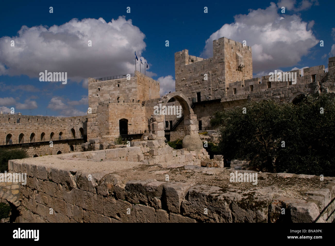 Innenhof der befestigten Turm Davids, auch bekannt als die Jerusalem-Zitadelle auf der alten Stadt von Ost-Jerusalem Israel Stockfoto