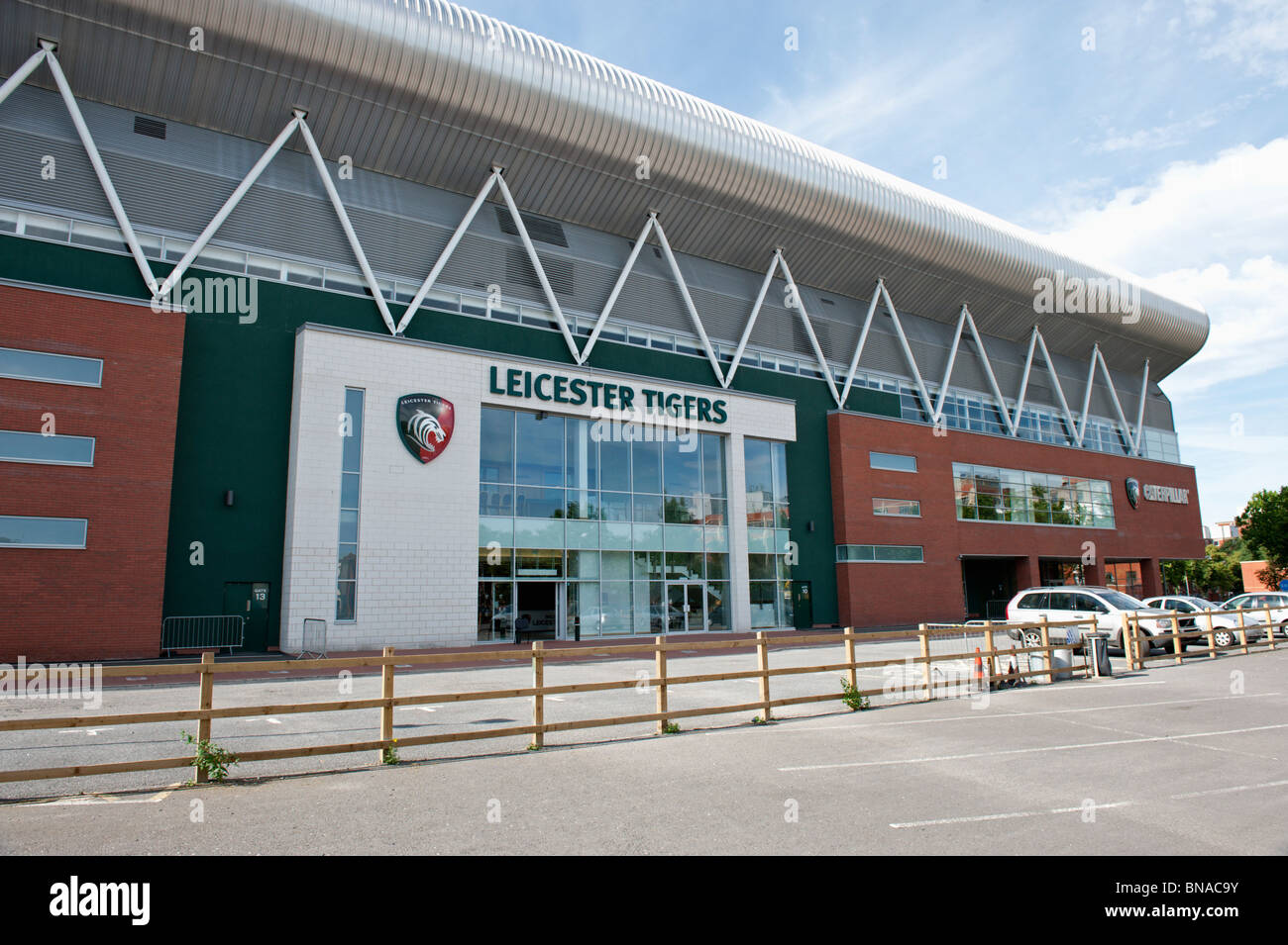 Leicester Tigers Rugby Ground auf Welford Road Stockfoto