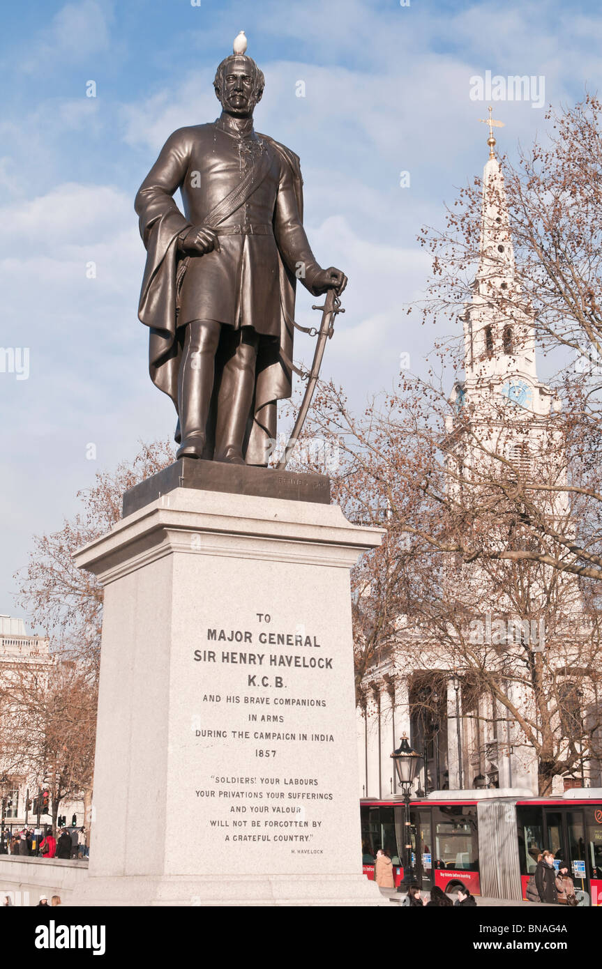 Statue von Major-General Sir Henry Havelock (1795 – 1857), Trafalgar Square, London, Vereinigtes Königreich Stockfoto