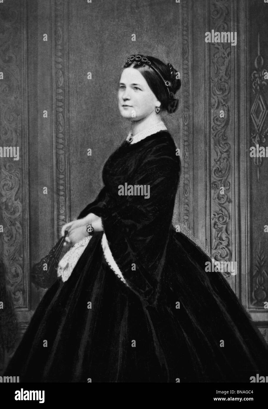 Porträt-Foto-c1860s von Mary Todd Lincoln (1818-1882) - Ehefrau von US-Präsident Abraham Lincoln + First Lady von 1861 bis 1865. Stockfoto