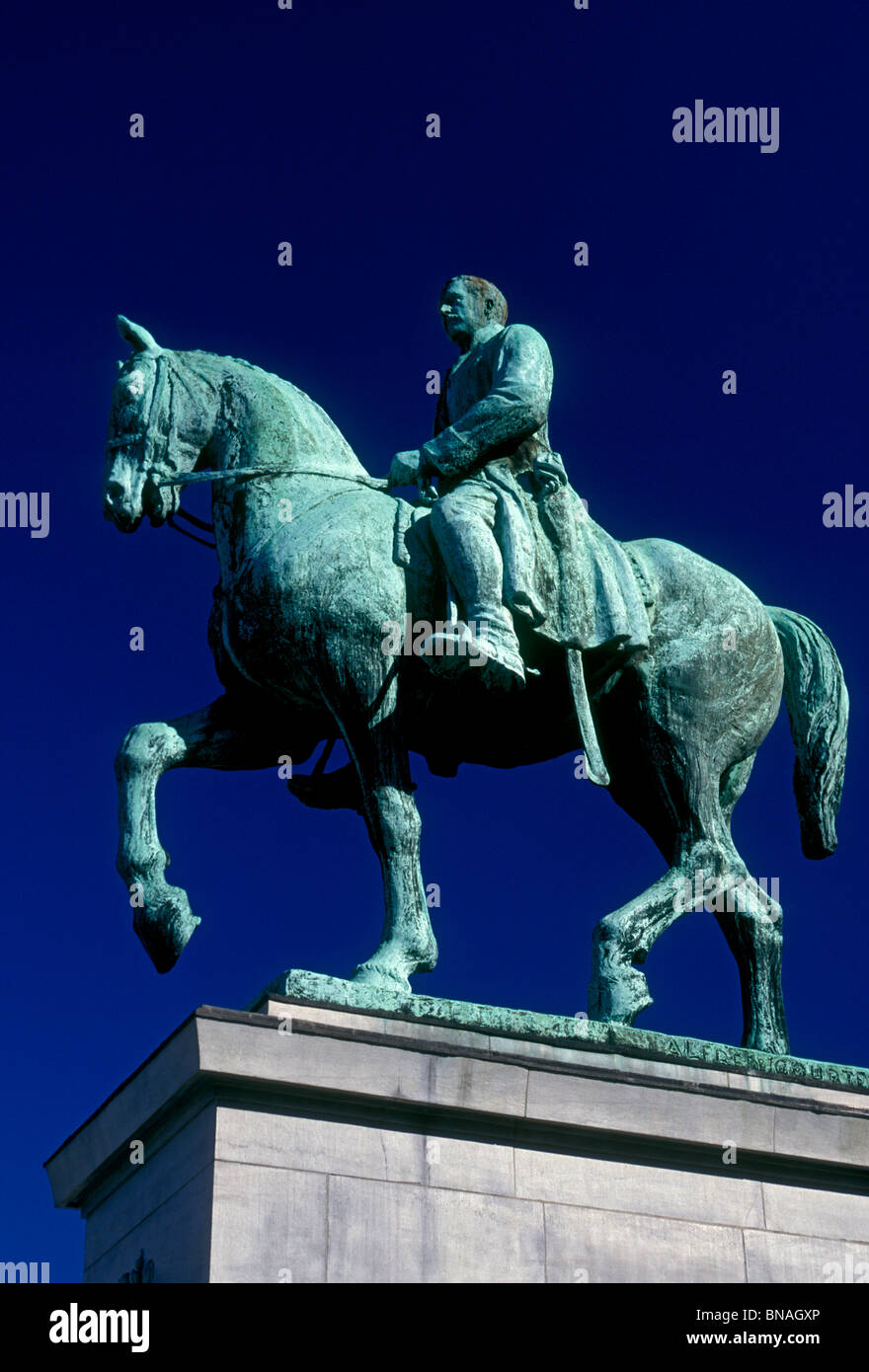 Reiterstandbild König Albert I, Mont des Arts, Albertine Square, Stadt Brüssel, Brüssel, Region Brüssel-Hauptstadt, Belgien, Europa Stockfoto