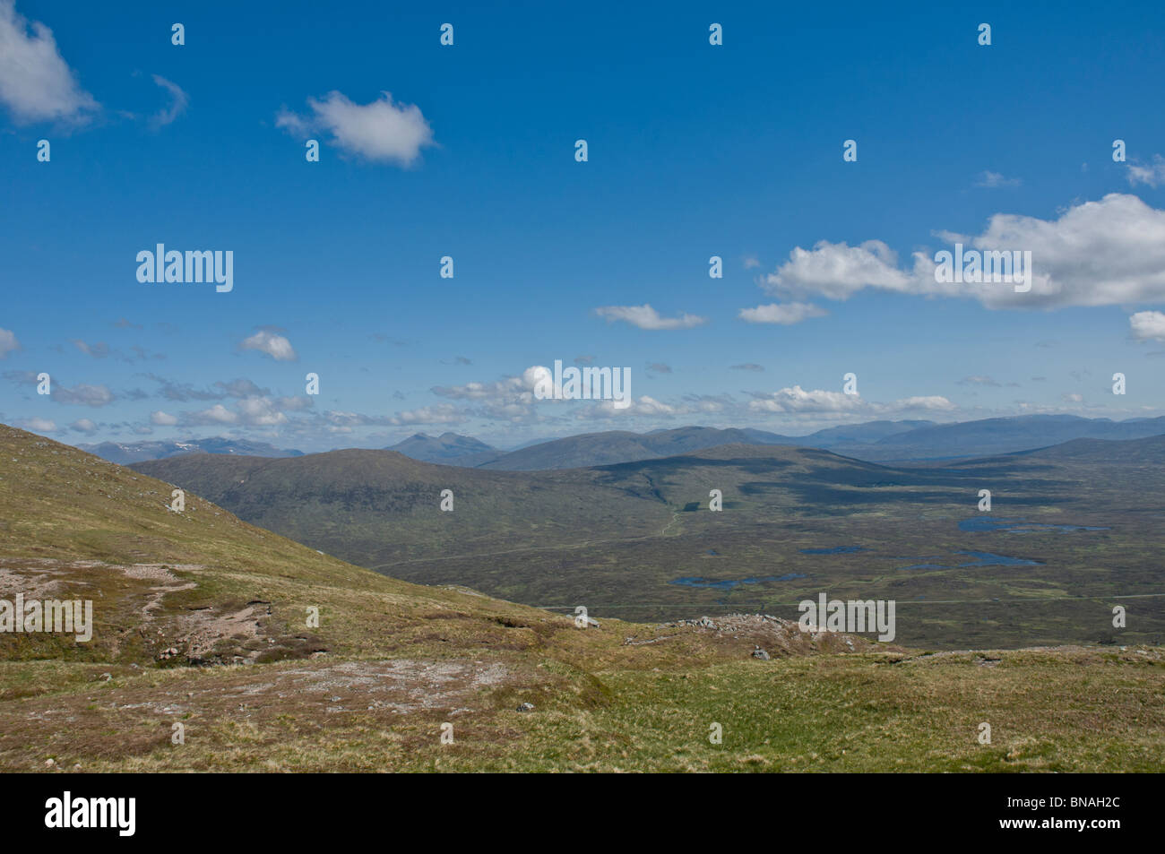 Blick von der weißen Karen über Glencoe, Ben Nevis Highland Schottland Stockfoto