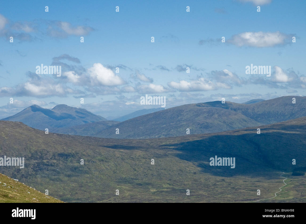 Von den weißen Karen mit Blick auf die Berge von Glencoe, Ben Nevis Highland-Schottland Stockfoto