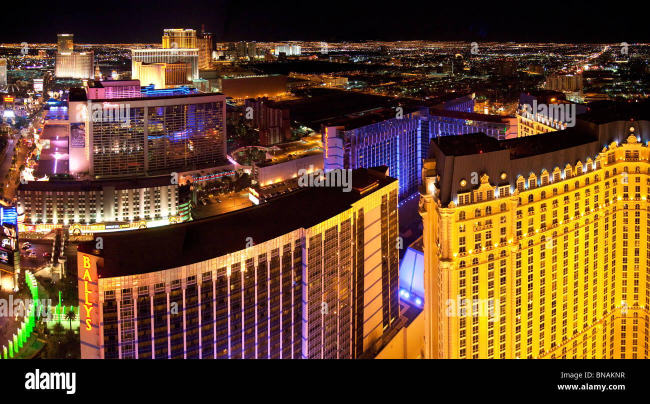 Panorama des Las Vegas Strip bei Nacht. Las Vegas, NV Stockfoto