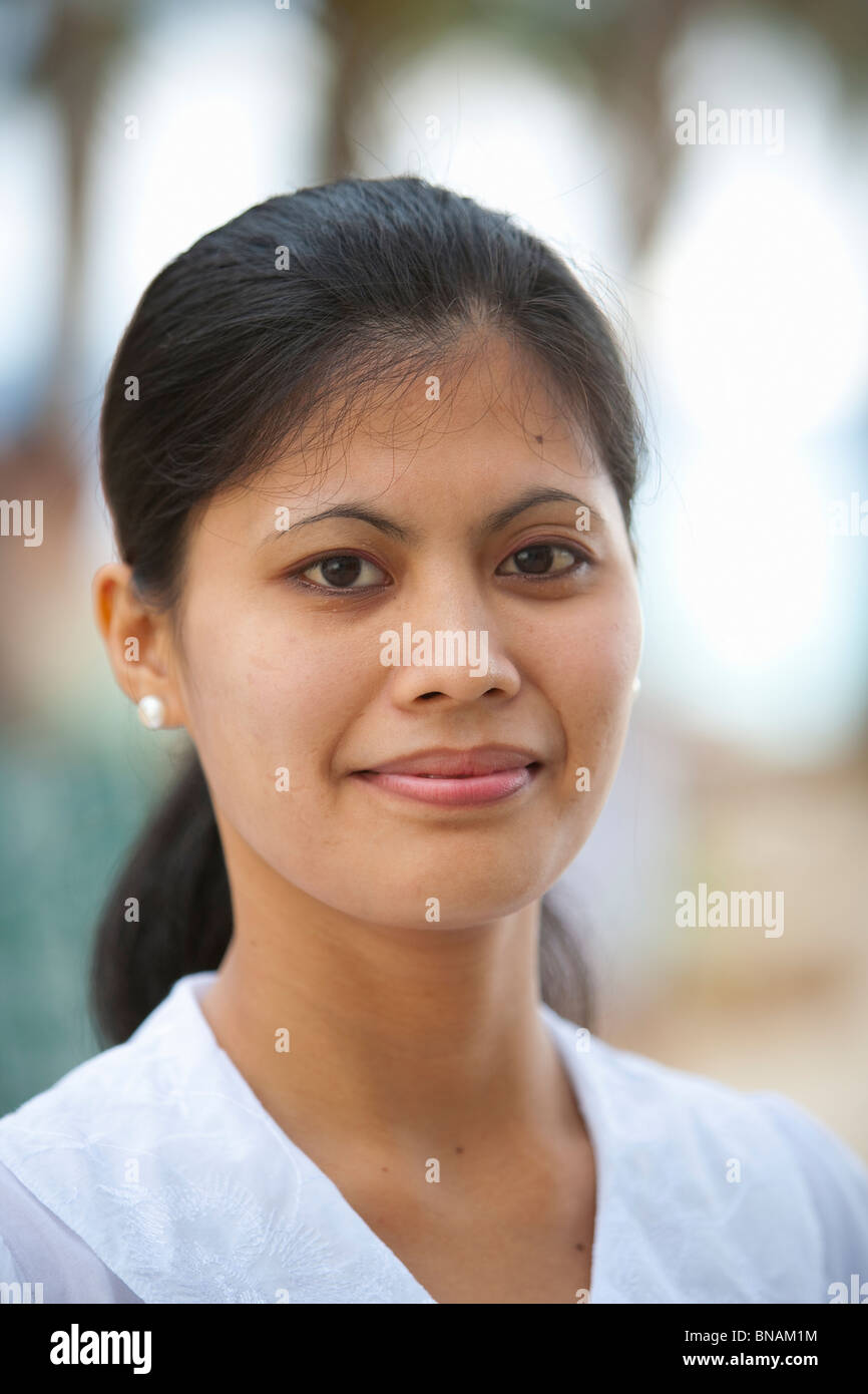 Filipina Frau Portrait, Boracay, Aklan, Philippinen. Boracay ist die Top-Strand-Destination in den Philippinen. Stockfoto