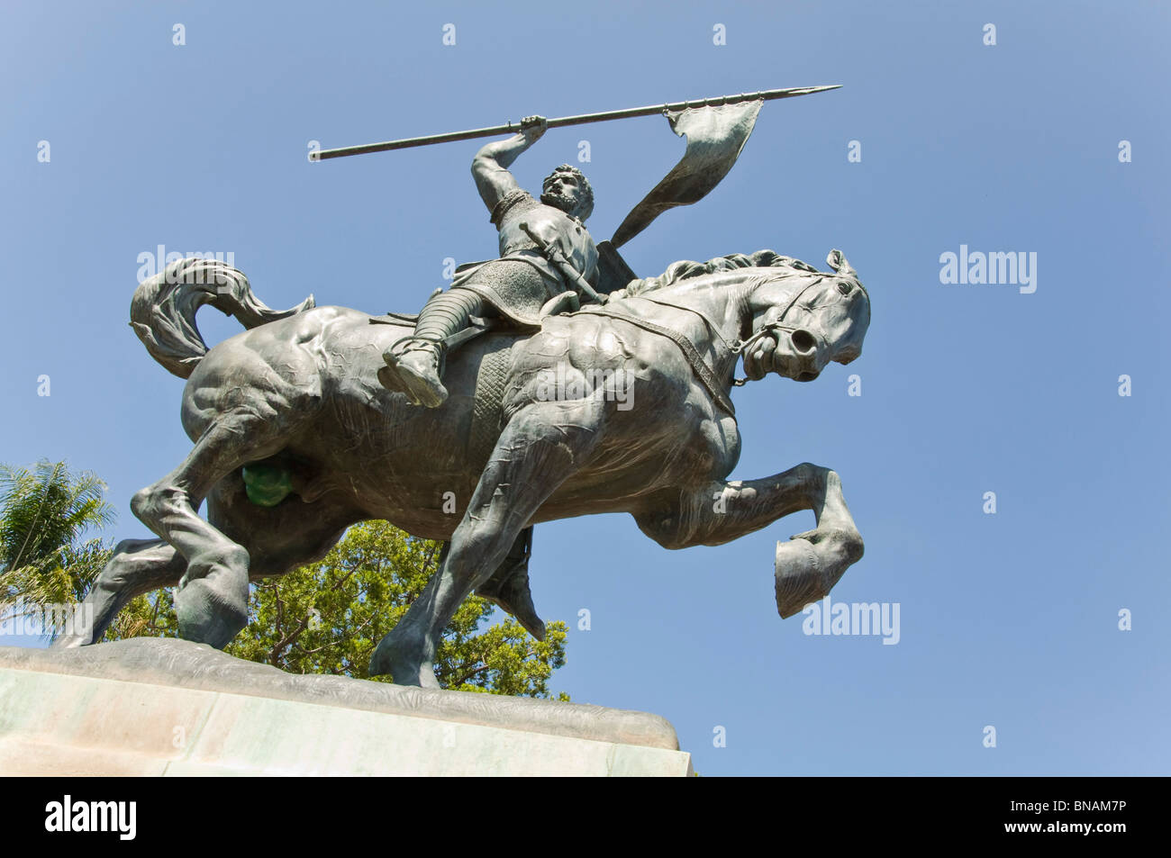 Pferd und Reiter Skulptur Stockfoto