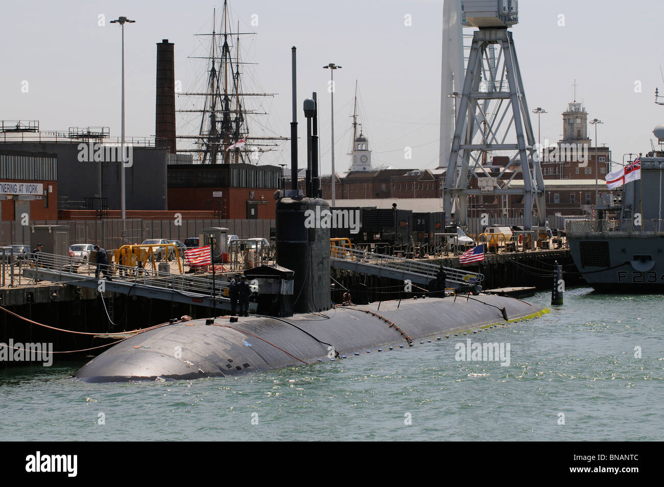 USS Boise ein Los Angeles nukleare powered Angriff u-Boot neben Besuch Portsmouth Naval Dockyard England UK Stockfoto