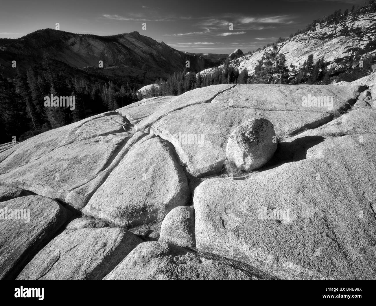 Granitfelsen und Half Dome. Yosemite Nationalpark, Kalifornien Stockfoto