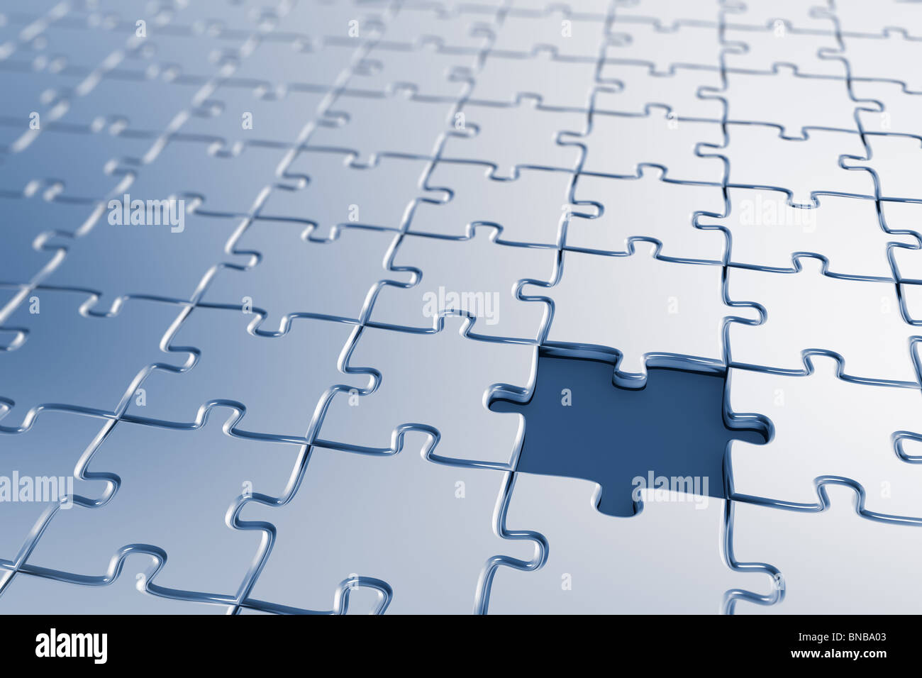 Leeres Puzzle mit ein fehlendes Stück Stockfoto