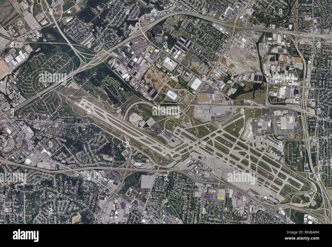 Luftbildkarte anzeigen Flughafen Lambert St. Louis Missouri Stockfoto