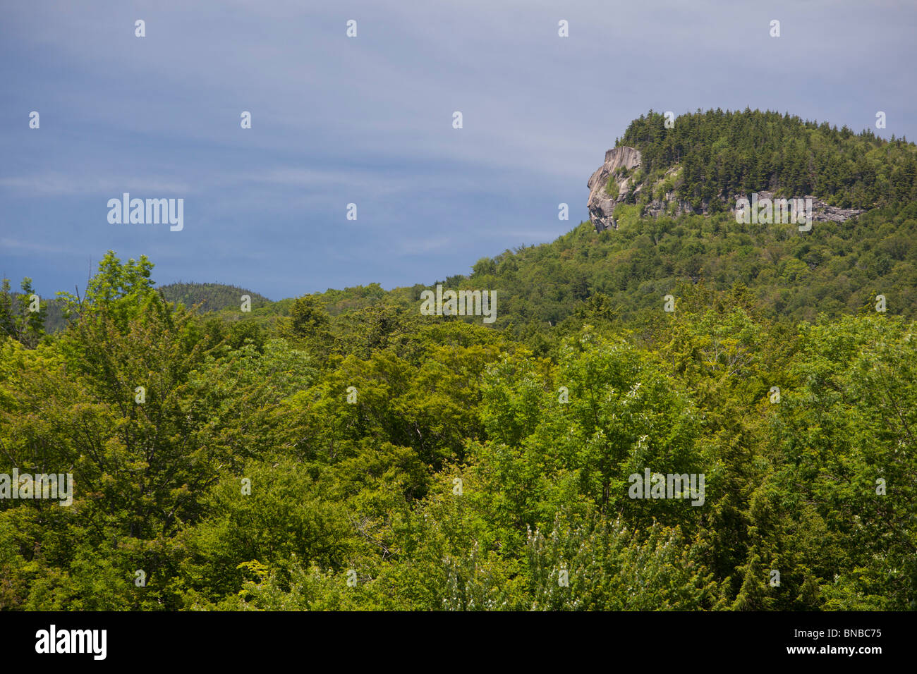 Lincoln, New Hampshire - The Indian Head Felsformation am Mt. Pemigewasset. Stockfoto
