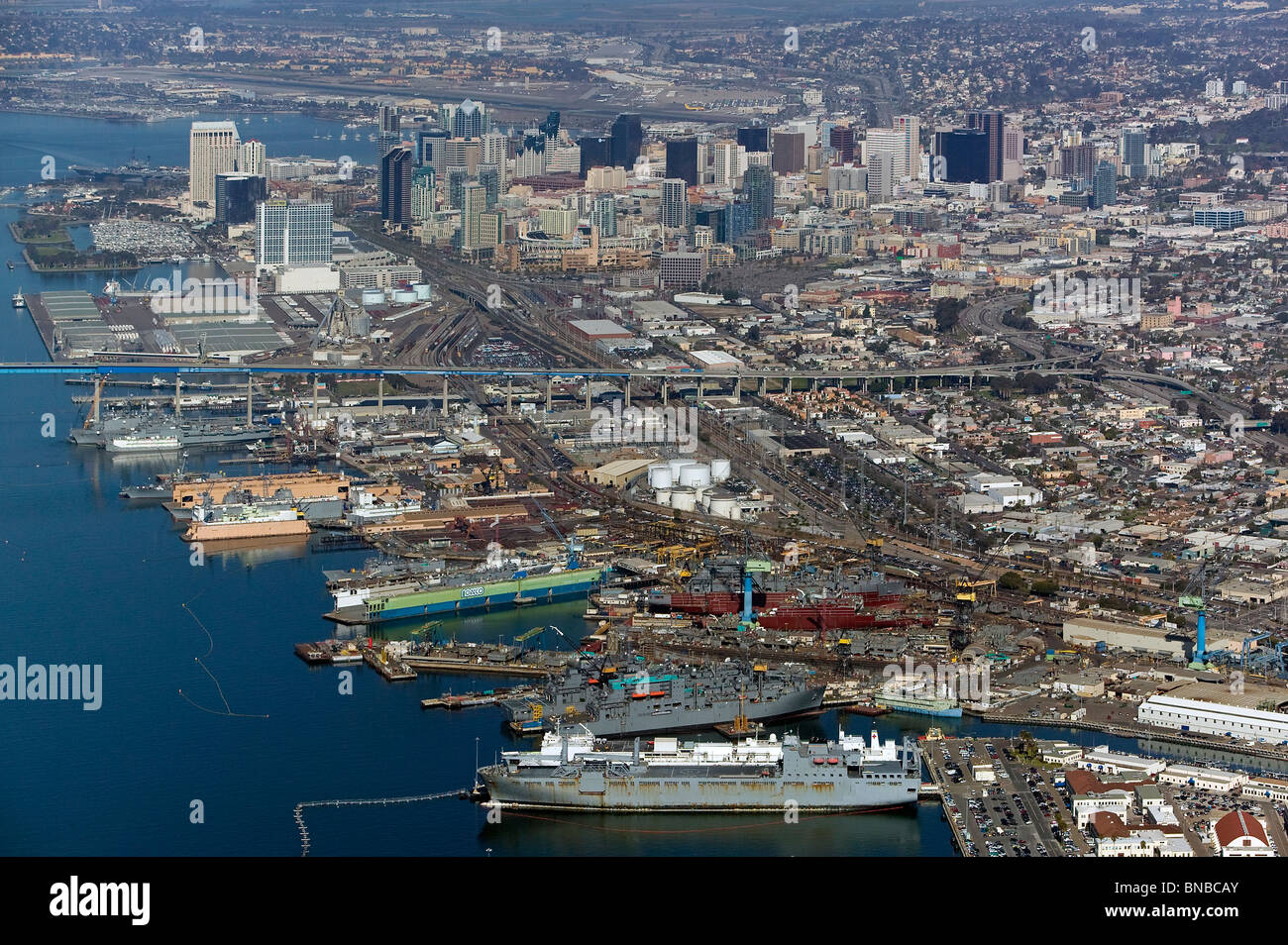 Blick über Hafen und Stadt Skyline von San Diego Kalifornien Stockfoto