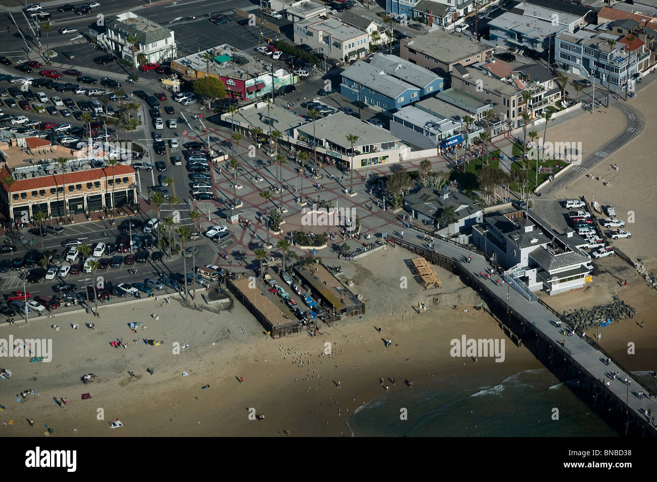 Luftaufnahme über Newport Beach California pier Stockfoto