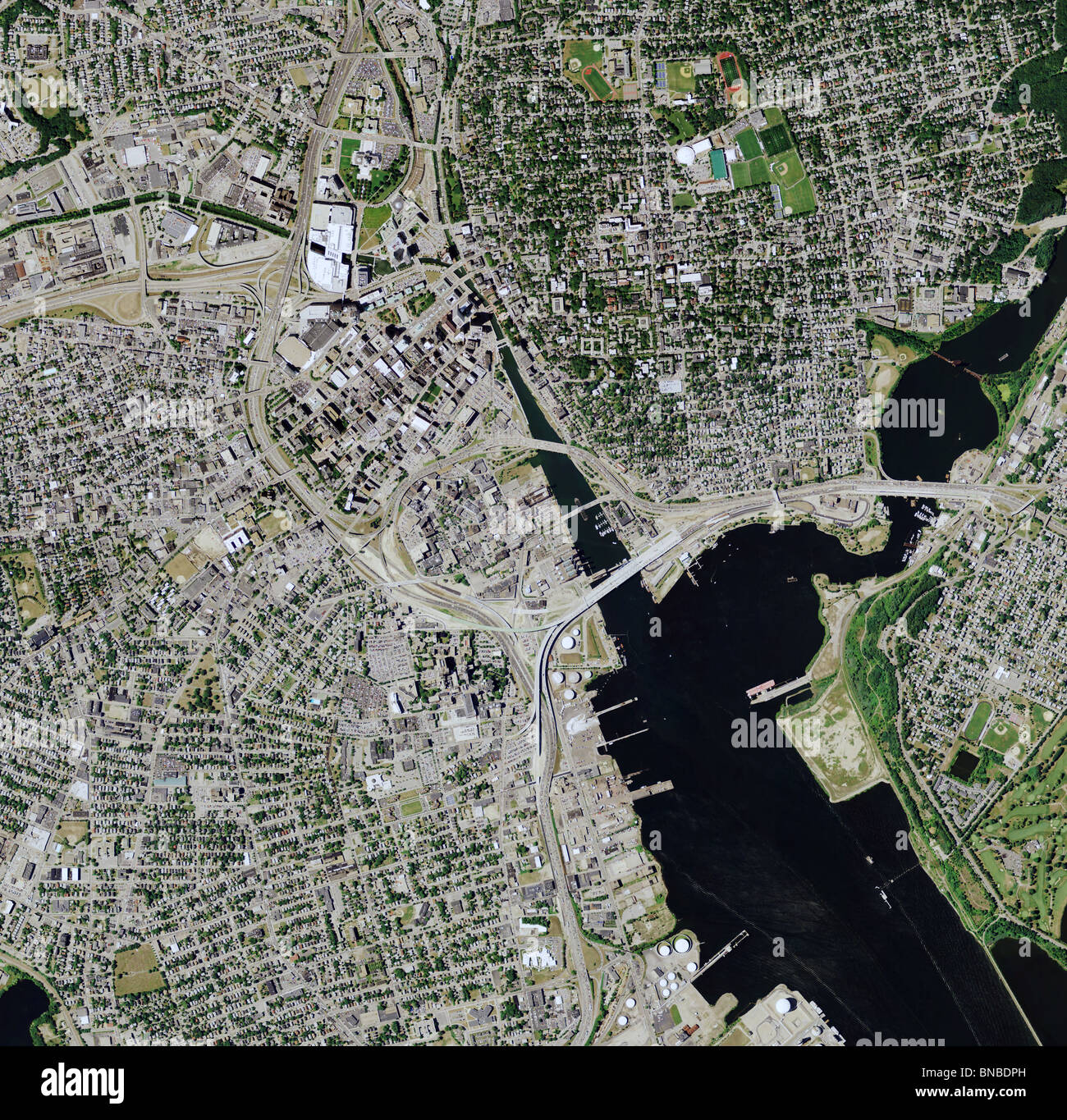 Luftbildkarte Anzeigen über Providence Rhode Island Stockfoto