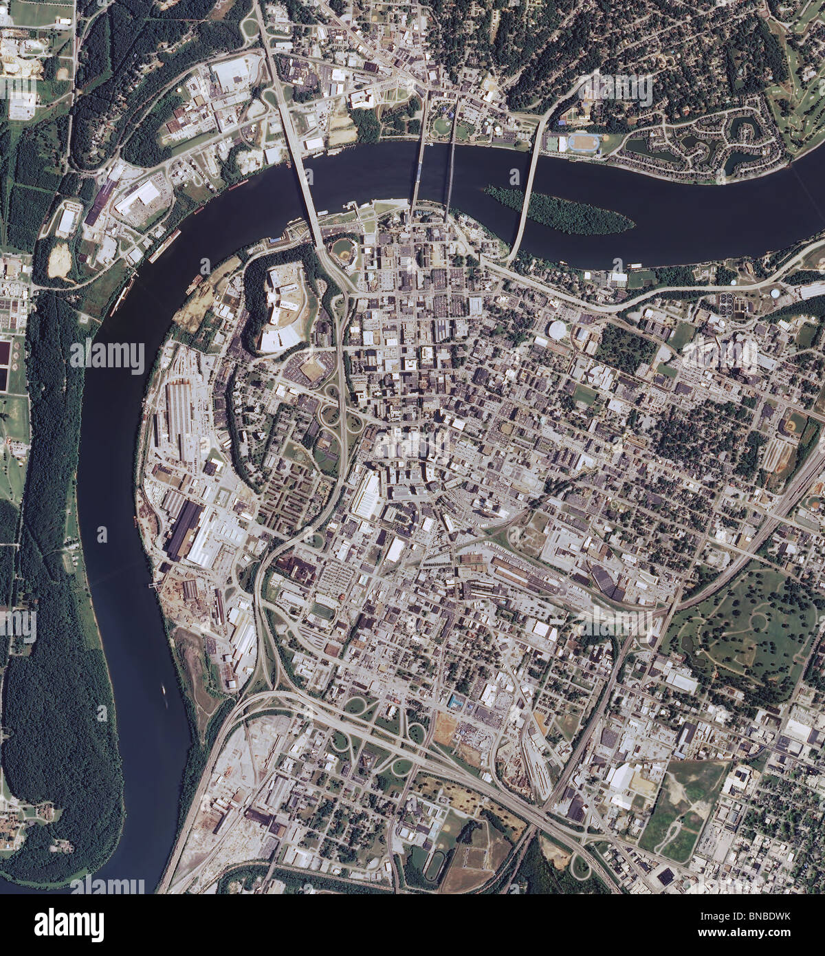 Luftbildkarte Draufsicht Chatanooga Tennessee Stockfoto