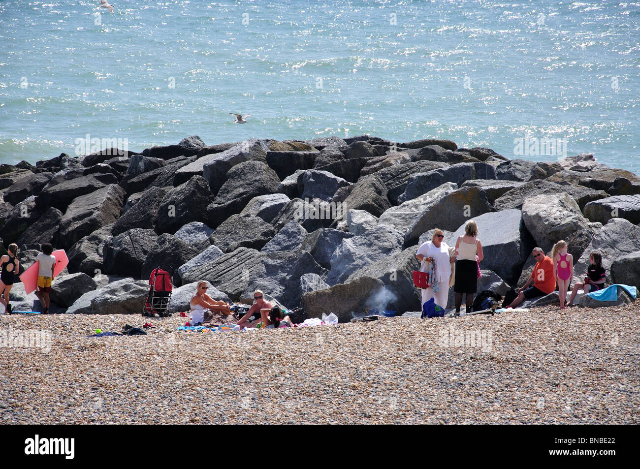 Strandblick, Rottingdean, East Sussex, England, Vereinigtes Königreich Stockfoto