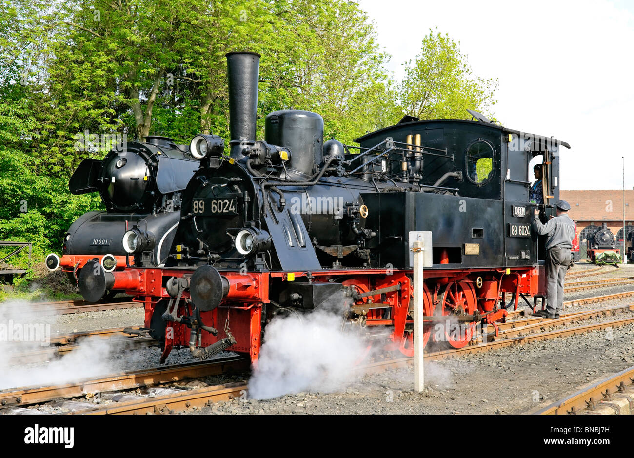 Dampflokomotiven im "Deutschen Dampf Lok Museum", Neuenmarkt, Bavaria, Germany. Stockfoto