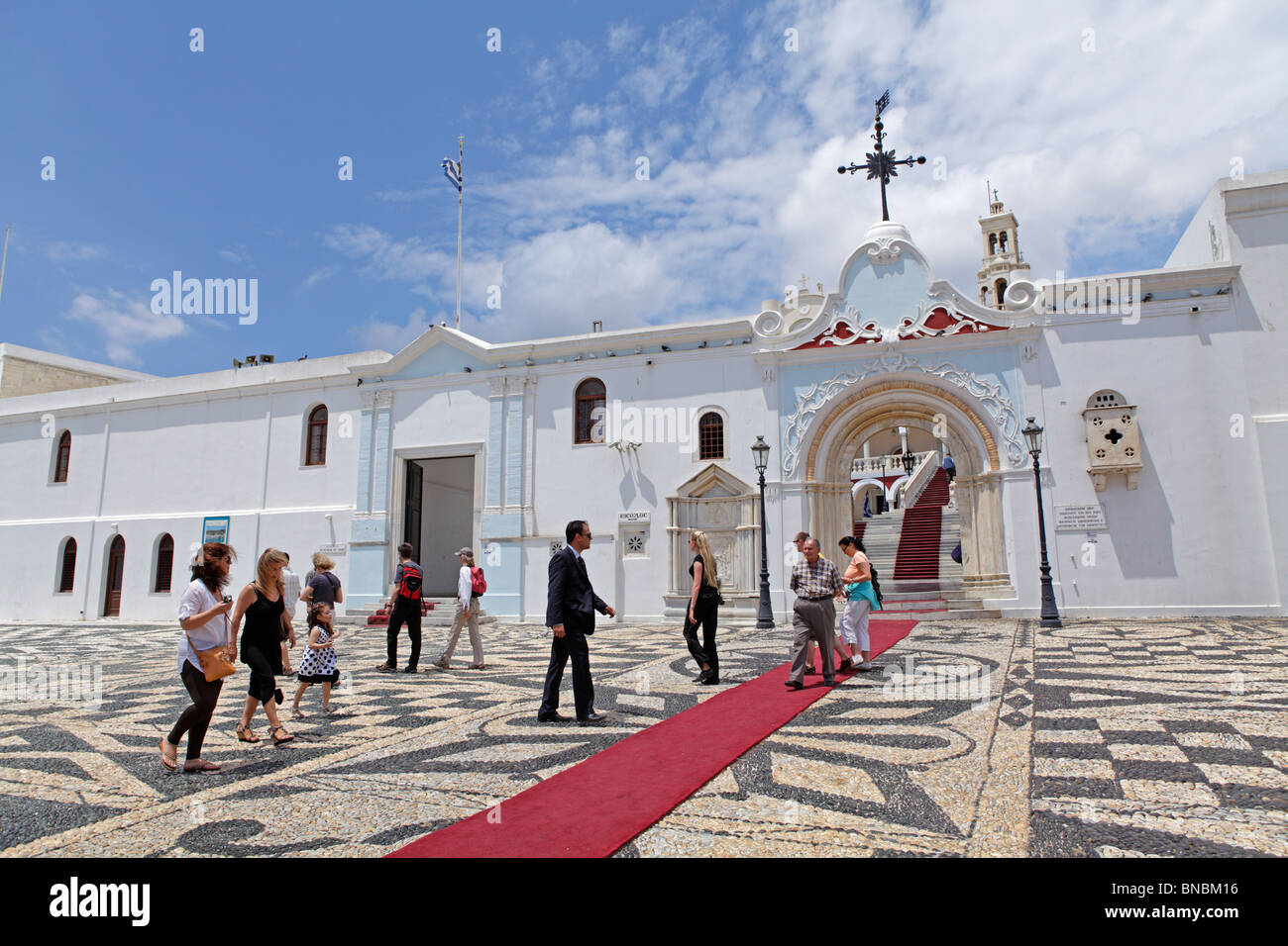 die Kirche Panagia Evangelistria, Tinos Stadt, Insel Tinos, Kykladen, Ägäis, Griechenland Stockfoto