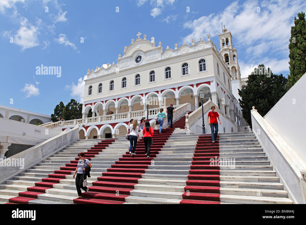 die Kirche Panagia Evangelistria, Tinos Stadt, Insel Tinos, Kykladen, Ägäis, Griechenland Stockfoto