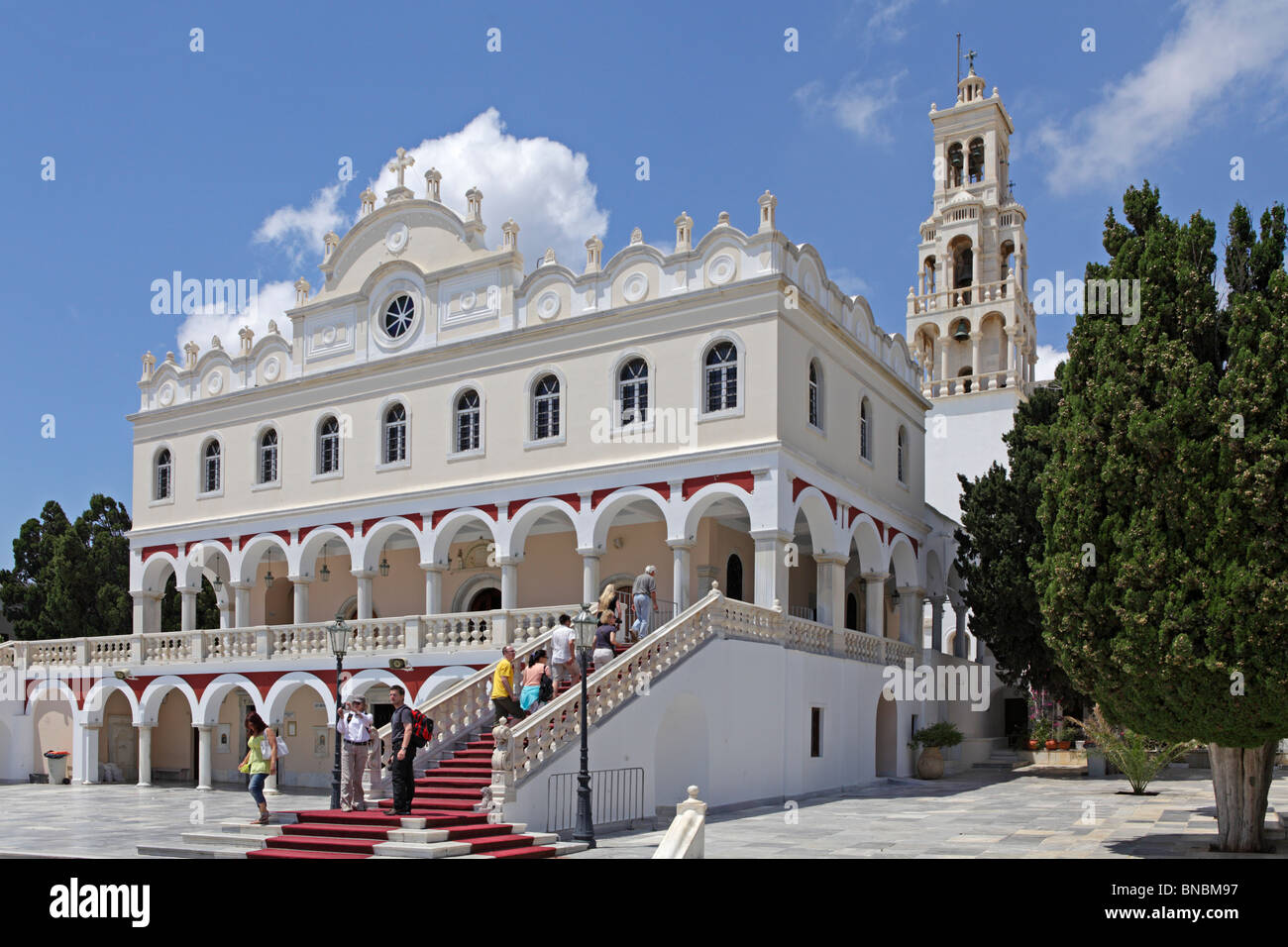 die Kirche Panagia Evangelistria, Tinos Stadt, Insel Tinos, Kykladen, Ägäis, Griechenland Stockfoto