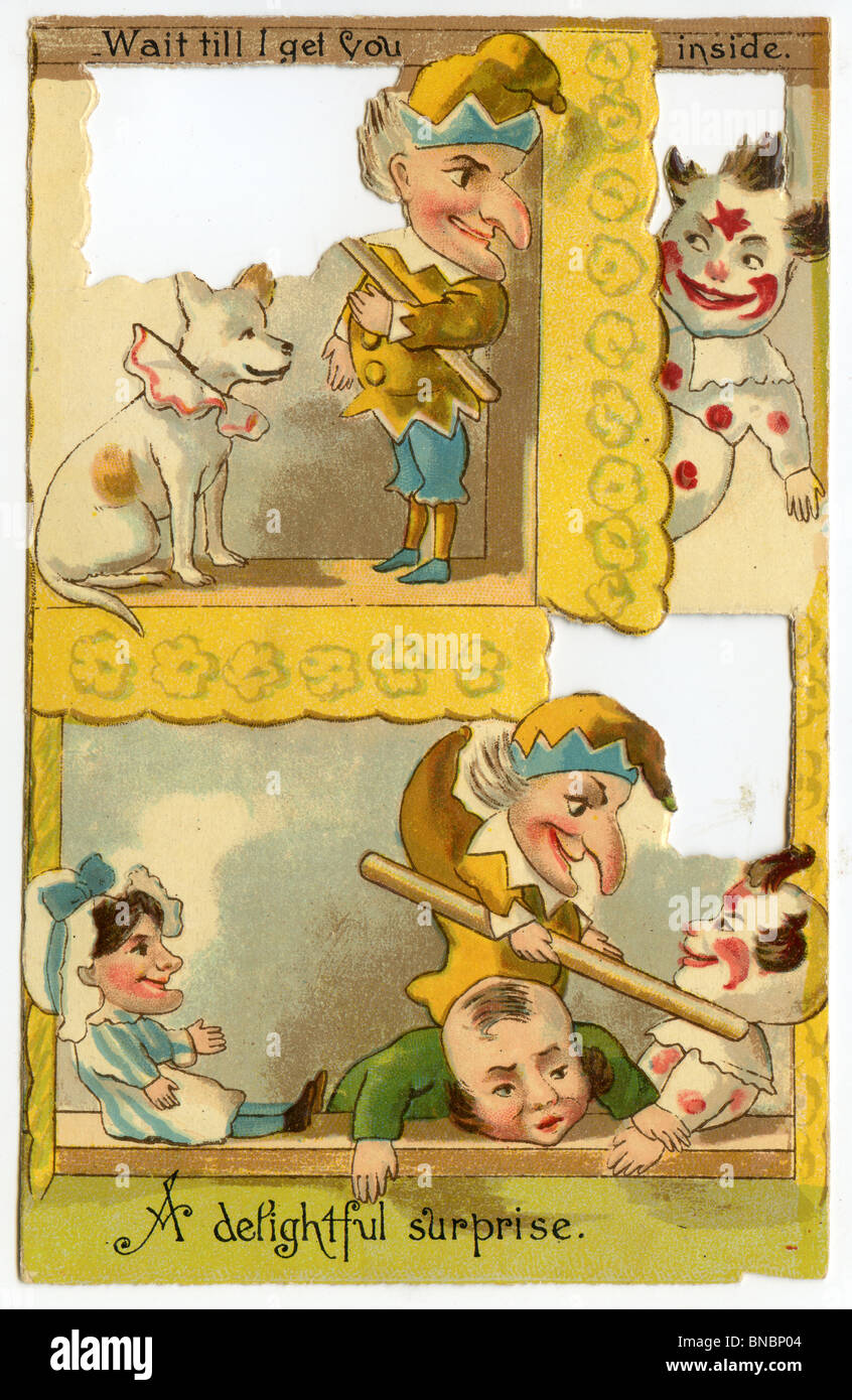 Punch and Judy Card - eine wunderbare Überraschung Stockfoto
