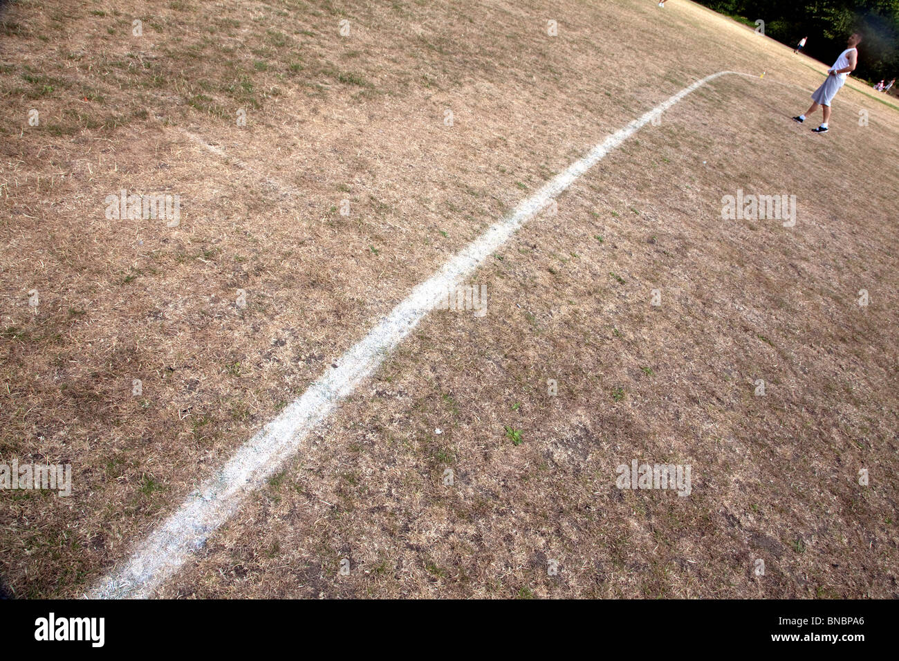 Verdorrten Rasen in London Park nach langer Durststrecke im Sommer 2010 Stockfoto