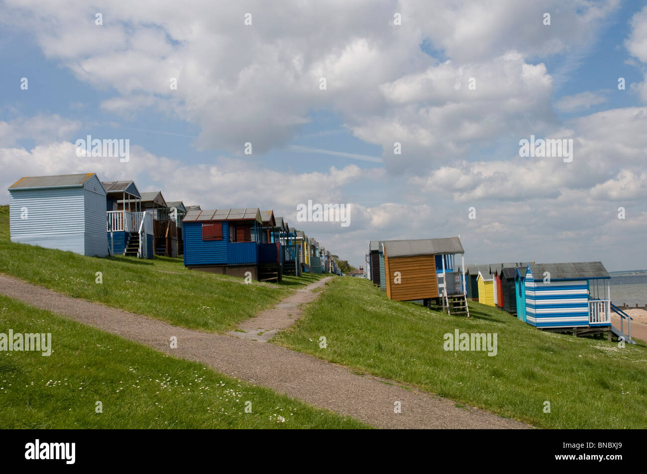 Strandhütten auf Tankerton Pisten Whitstable Kent England UK Stockfoto