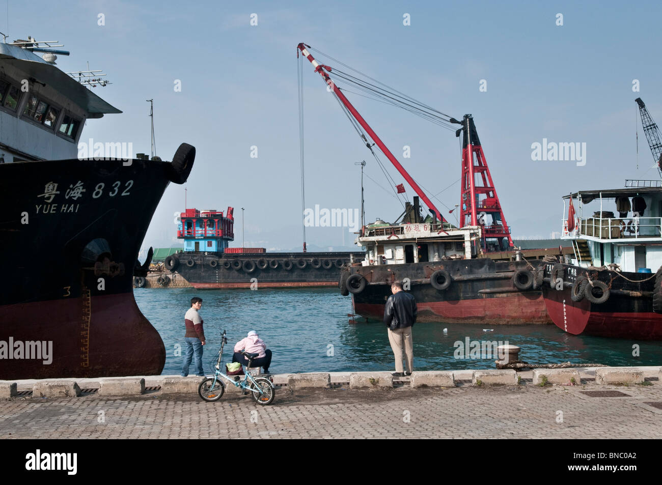 Hong Kong, am Hafen und Anlegestelle an der Western District auf Hong Kong Island, Kennedy Town Stockfoto