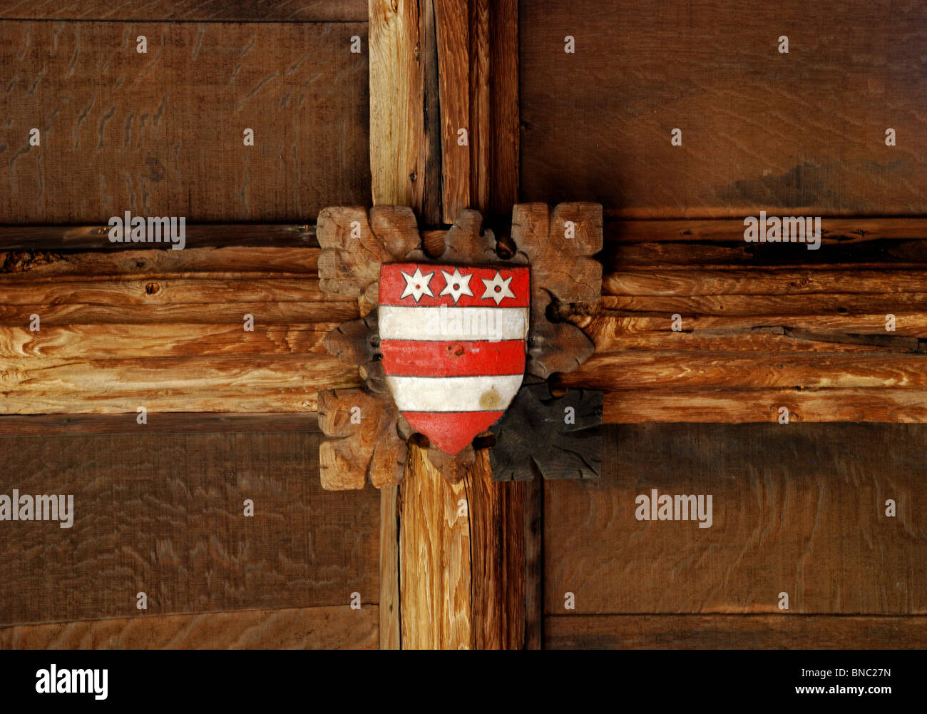 Familie Kamm-Imbeded in der Decke der Klöster in Durham Kathedrale von Durham, Großbritannien. Stockfoto