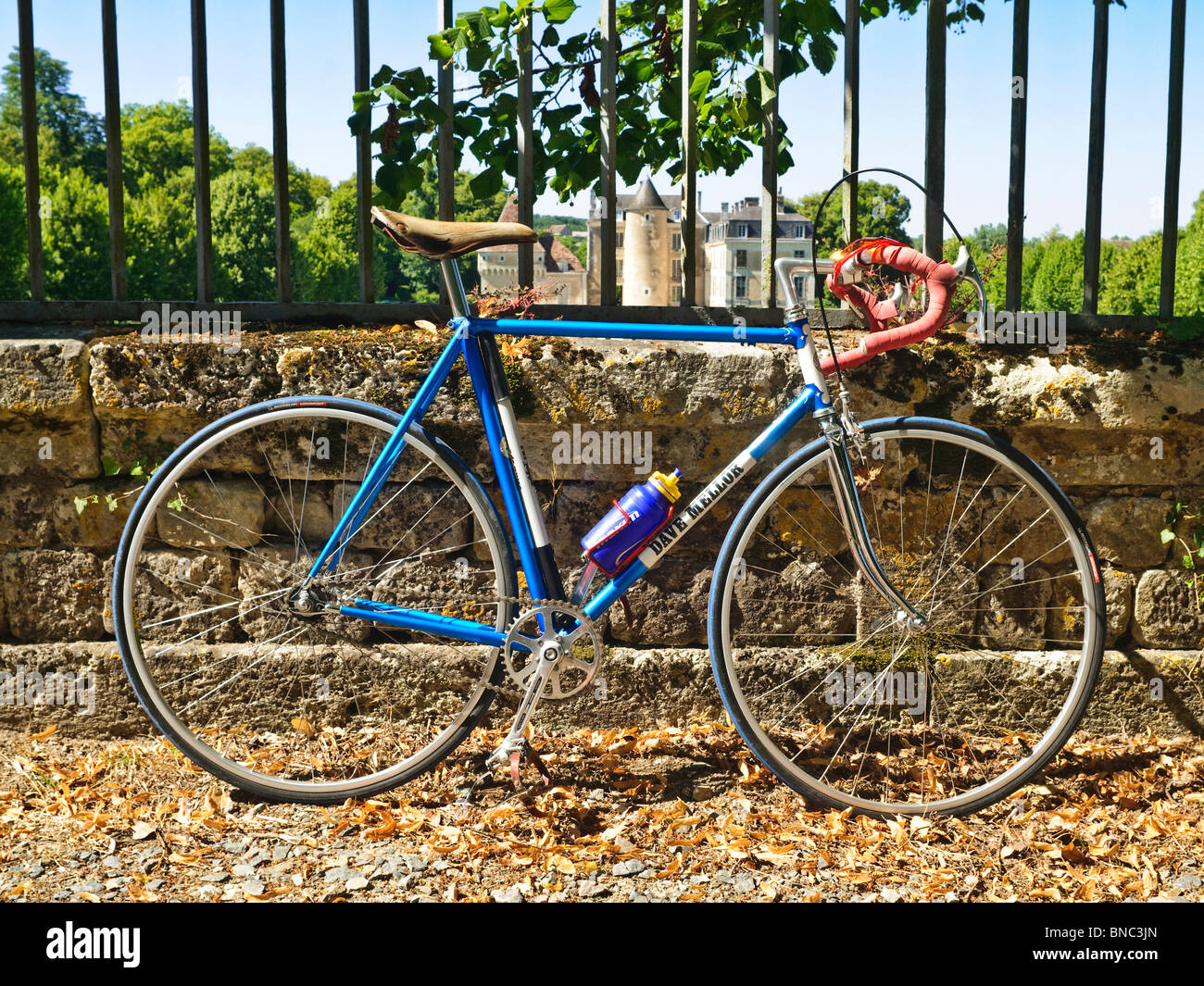 Festen Rad Fahrrad vor Schloss Boussay, Indre-et-Loire, Frankreich. Stockfoto