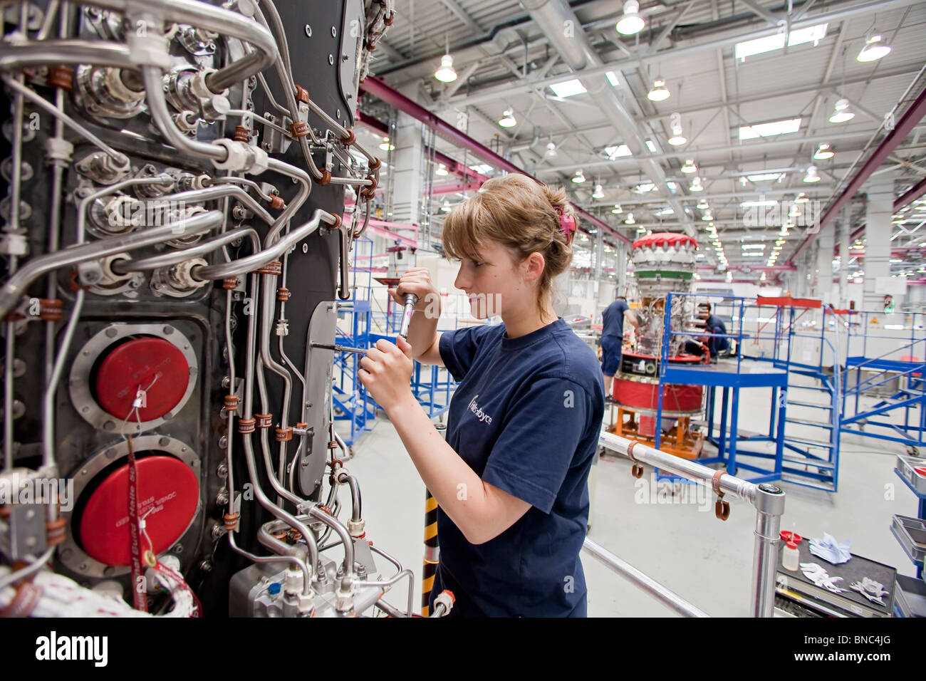 Rolls-Royce Produktionsstätte des Flugzeug-Antriebe in Deutschland Stockfoto