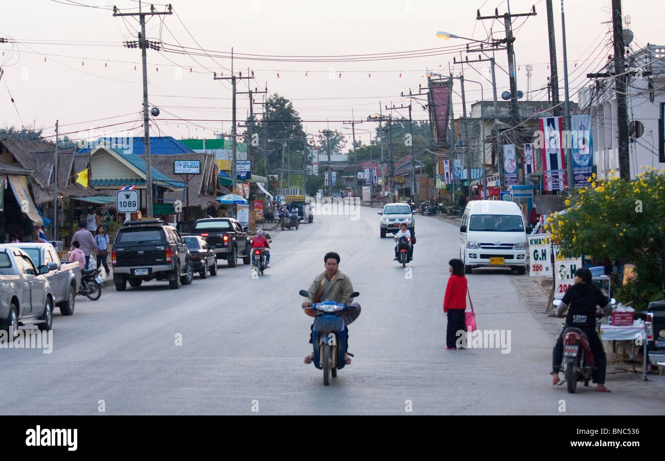 Hauptstraße in Tha Ton, Provinz Chiang Mai, Thailand Stockfoto