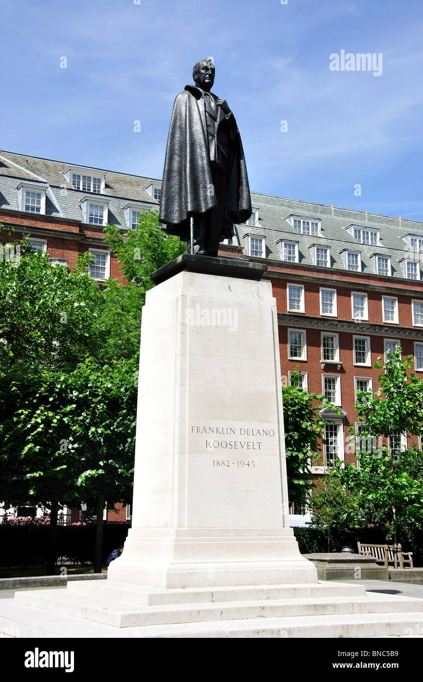 Franklin Delano Roosevelt Statue, Grosvenor Square, Mayfair, City of Westminster, London, England, Vereinigtes Königreich Stockfoto