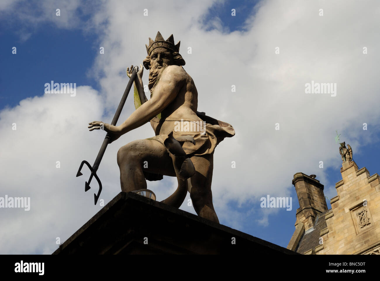 Skulptur von Neptun im Marktplatz, Durham, Großbritannien. Stockfoto