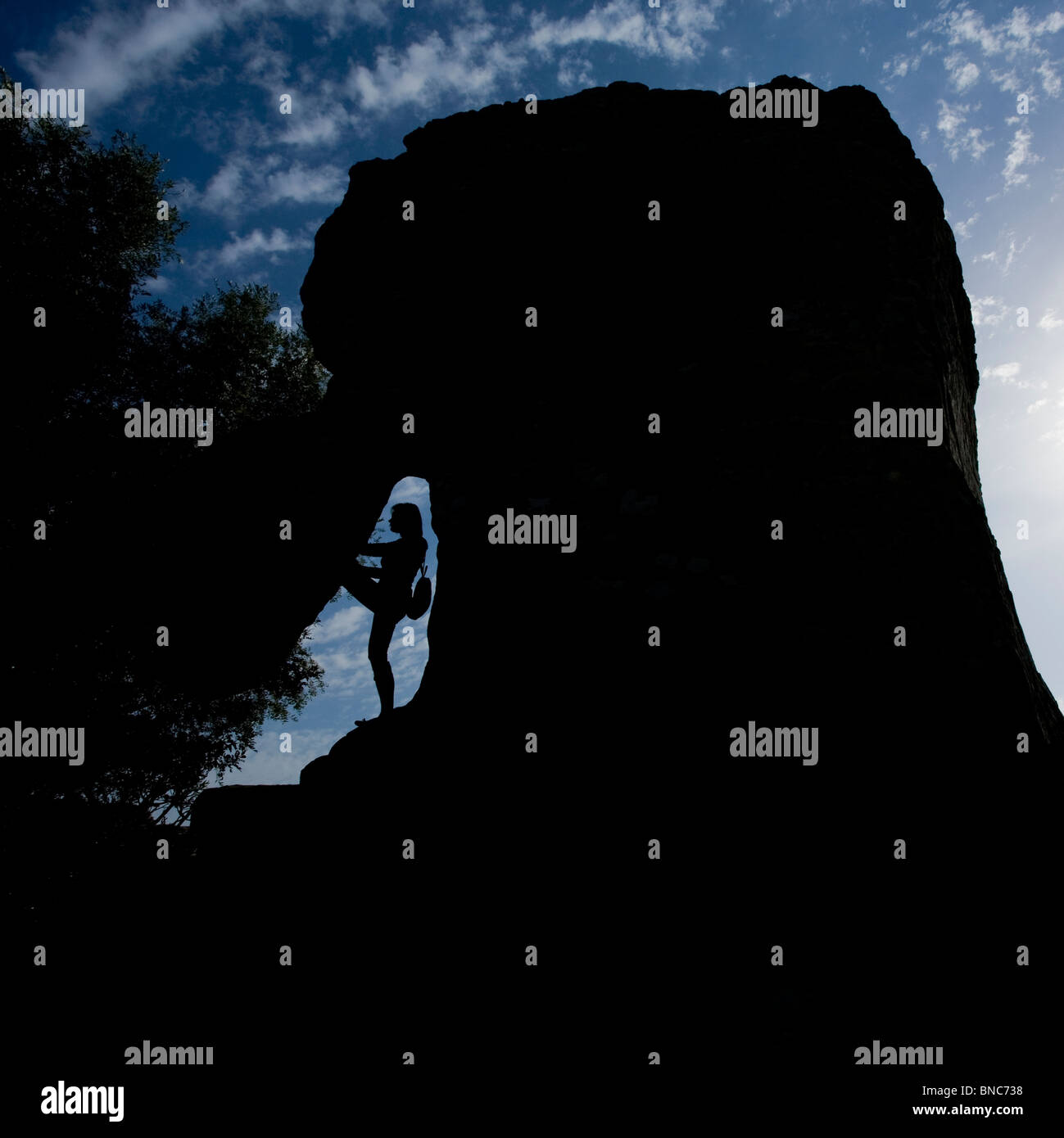 Mädchen Klettern Fels Stockfoto