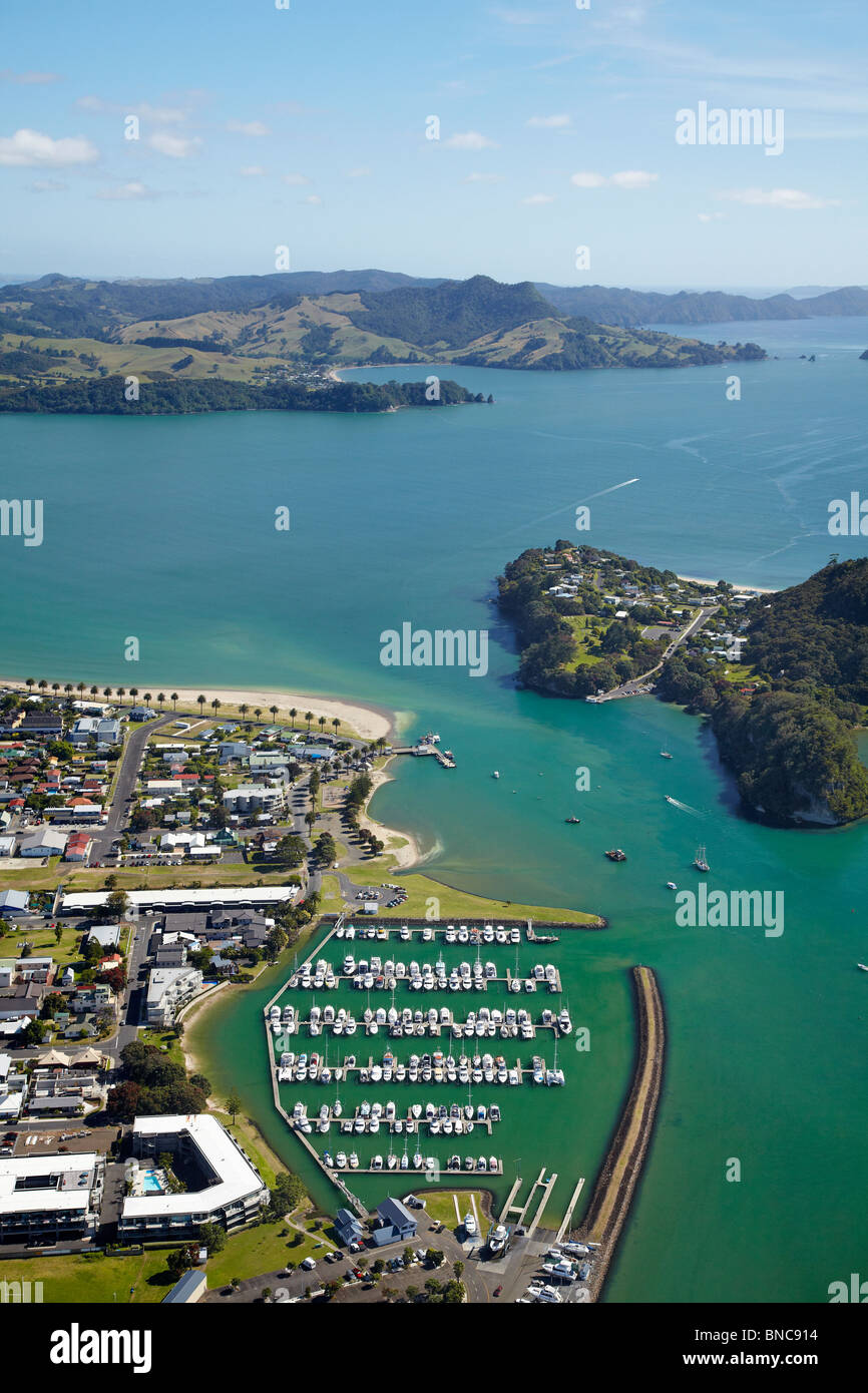 Marina, Whitianga Harbour Whitianga, Coromandel Peninsula, North Island, Neuseeland - Antenne Stockfoto